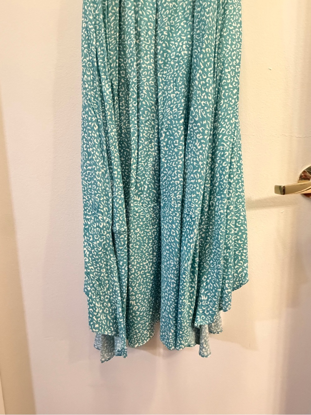 NWT Teal Floral High Low Maxi Dress Flutter Sleeve Elastic Waist Sea Foam Green - Picture 12 of 12